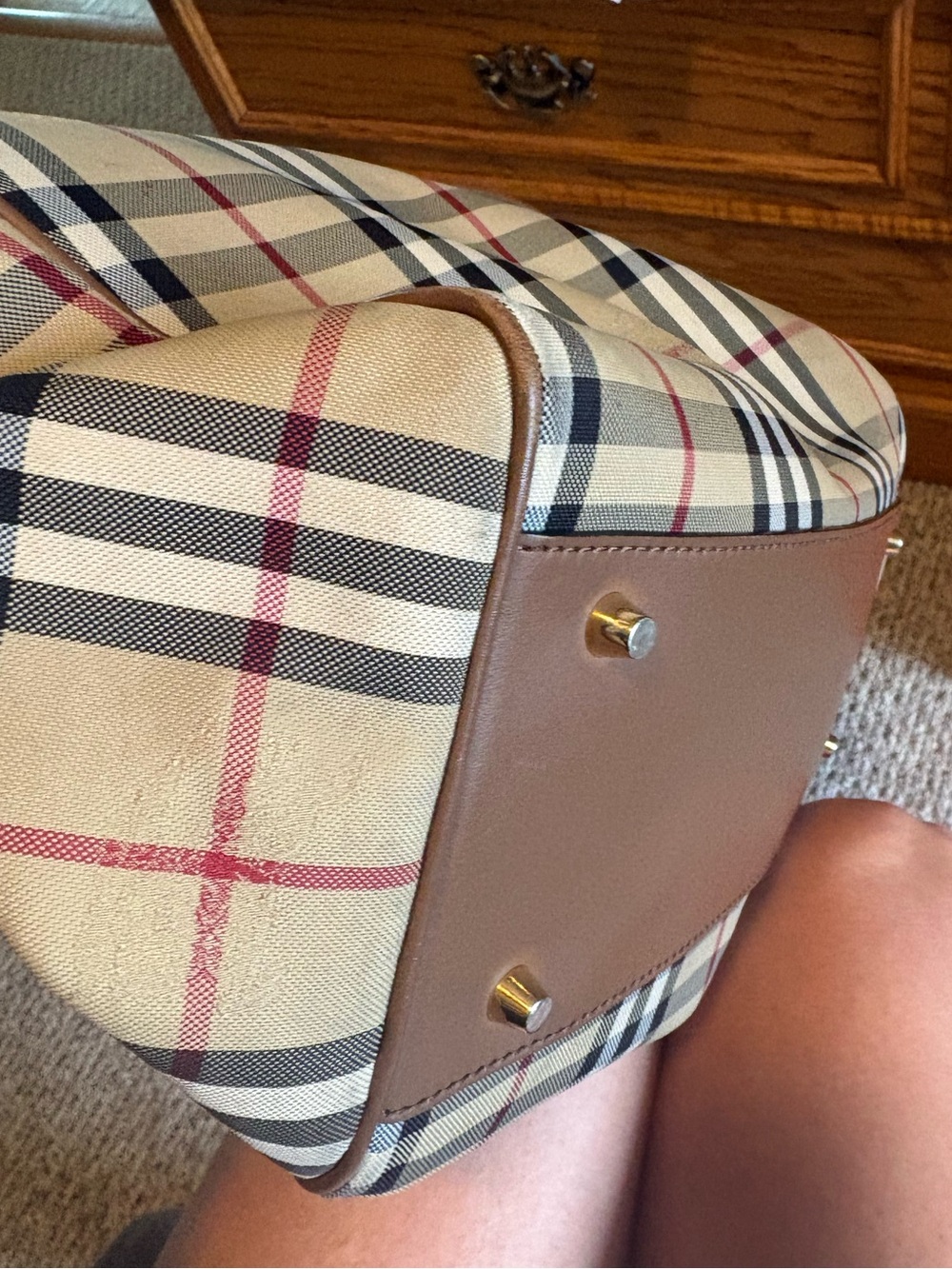 Burberry Tan and Red Check Shoulder Bag - Picture 10 of 15
